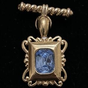 Vintage Luminess By Princess House Blue Stone Brooch Pendant 90s September